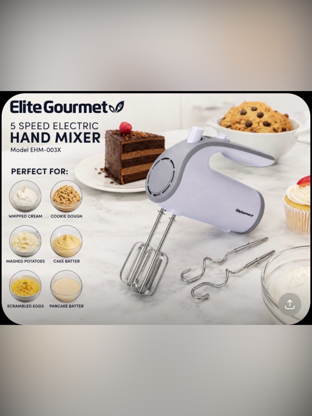 Elite Gourmet Electric Hand Mixer